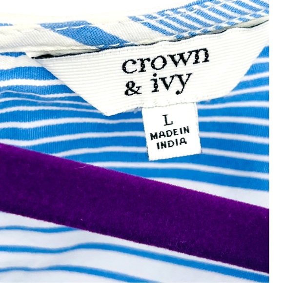 Large Crown & Ivy Montauk Weekend Short Sleeve Crab Embroidered Top - Picture 5 of 6